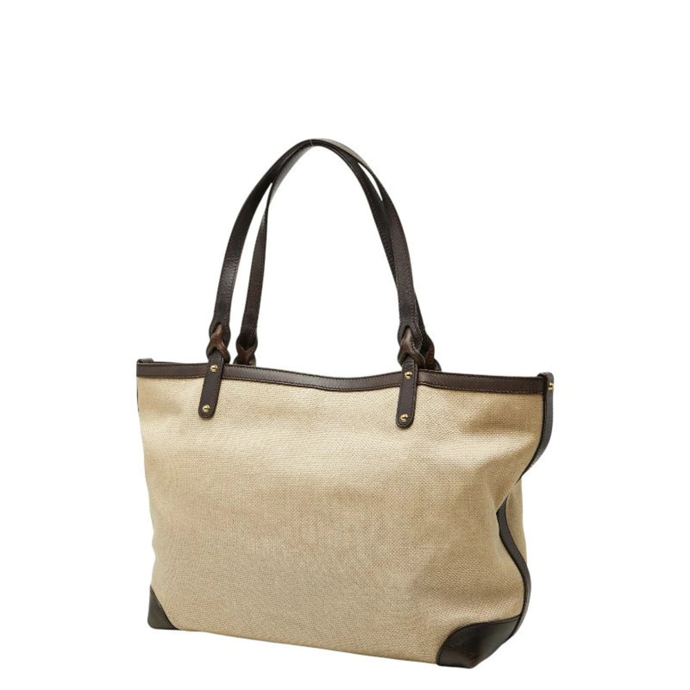Gucci Canvas Brown Leather Craft Beige Bag Cream Tote Handbag Tan Cream